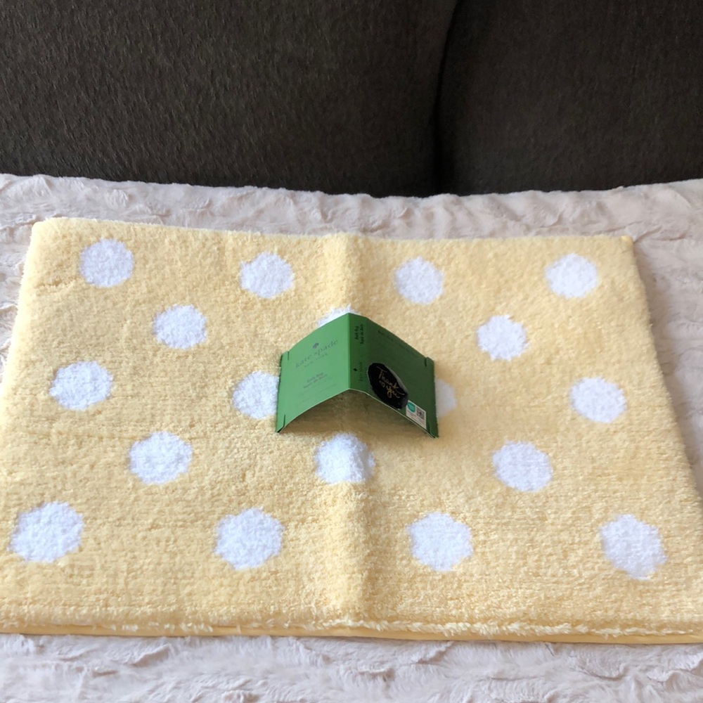 kate spade Yellow and White Polka Dot Bath Rug Mat